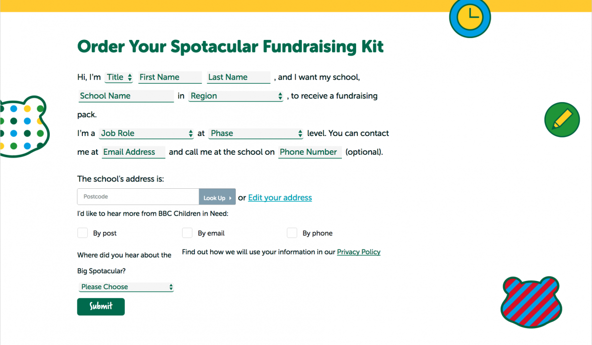 Screenshot Fundraising Form BBC Children In Need