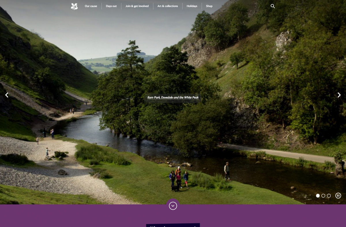 Screenshot of National Trust Website Homepage