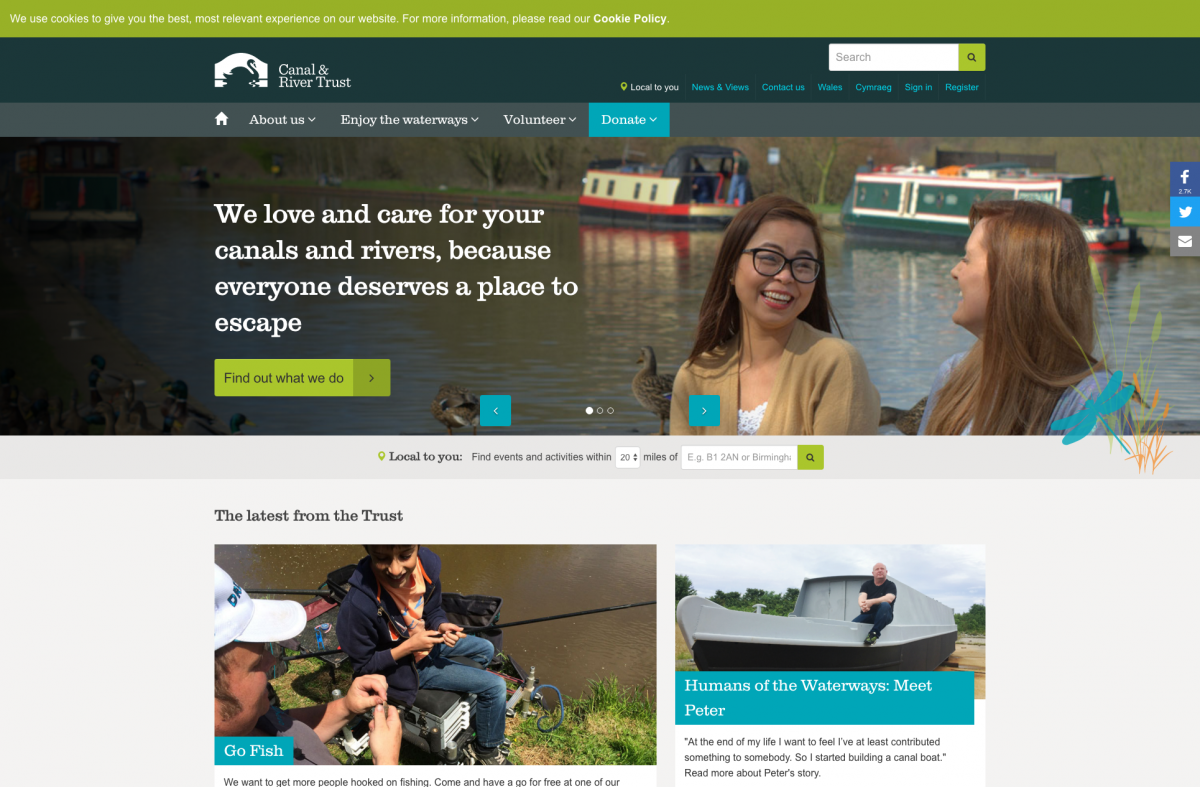 Homepage Screenshot Canal and River Trust