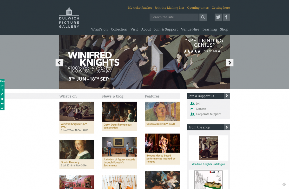 Homepage Screenshot Dulwich Picture Gallery
