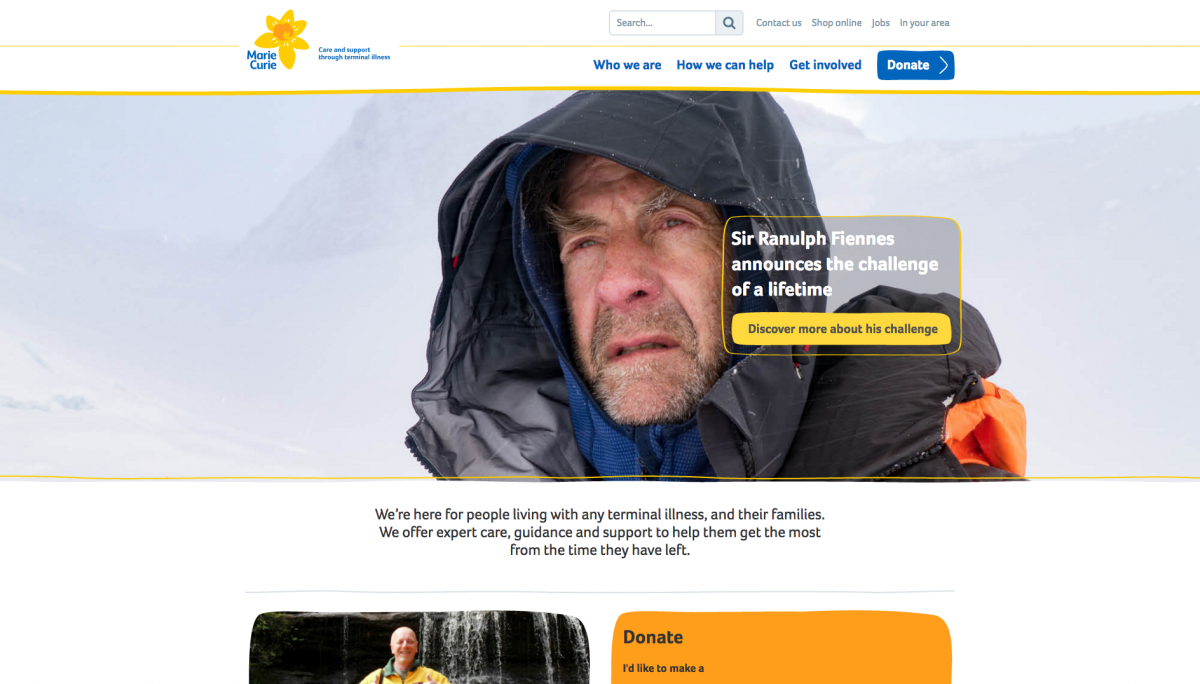 Marie Curie Homepage Screenshot 