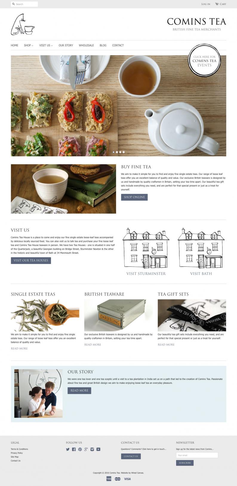 Comins Tea House Desktop Website Design
