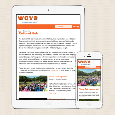 Wave Arts Website Tablet Design