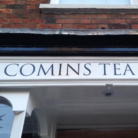 Comins Tea House Signage