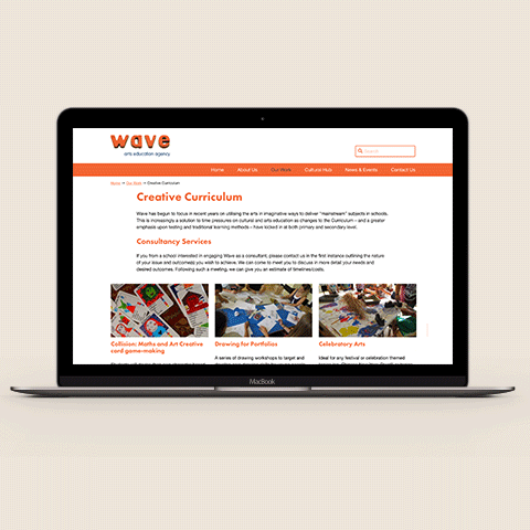 Wave Arts Website Desktop Design
