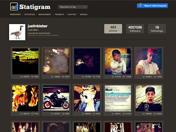 Justin Bieber Statigram